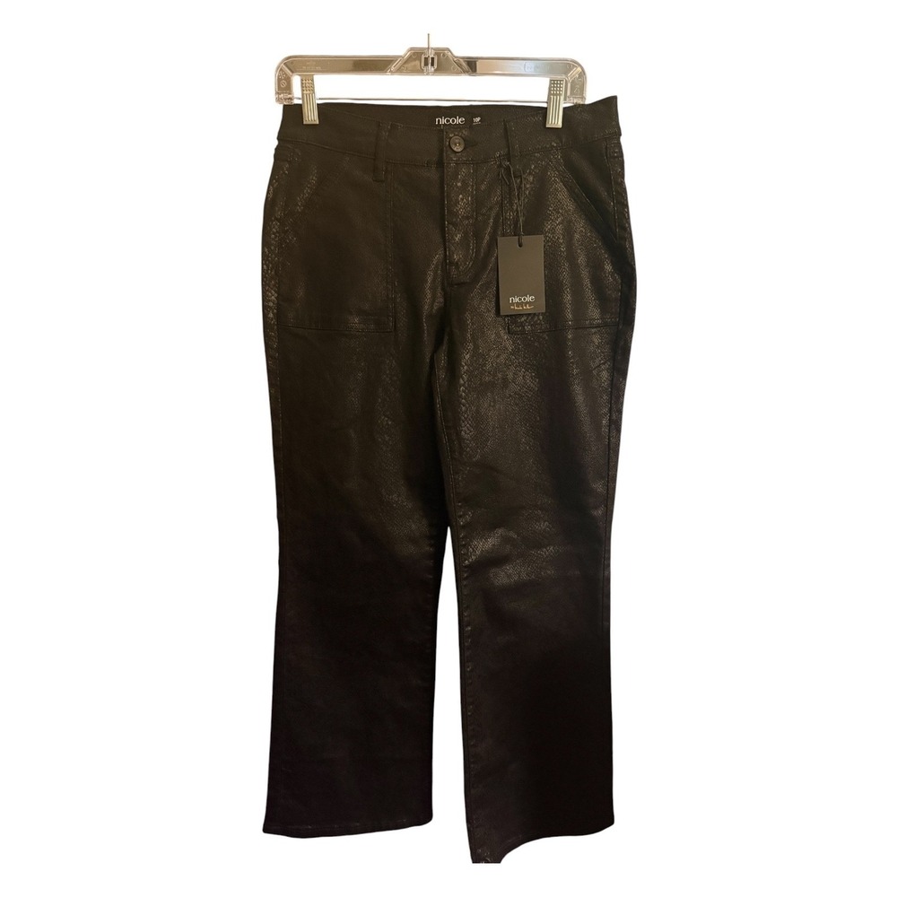 Nicole by Nicole Miller Faux Snakeskin Bootcut High Rise Pants Women's 10P NWT